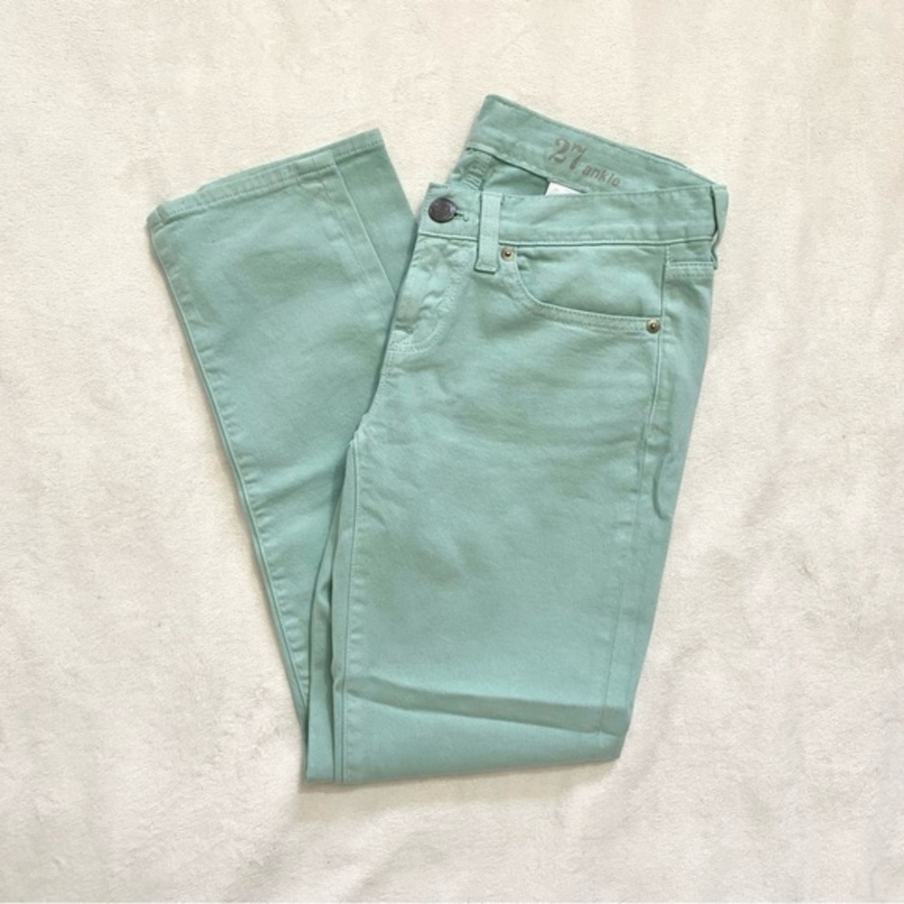 J. Crew Toothpick Ankle Jean in Mint/Seafoam Green